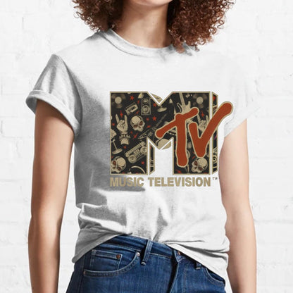 Mademark - MTV Rock n Roll Music Hard Heavy Metal Skull Guitar Vintage Nerdy T-Shirt