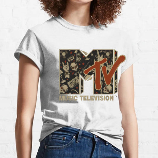 Mademark - MTV Rock n Roll Music Hard Heavy Metal Skull Guitar Vintage Nerdy T-Shirt