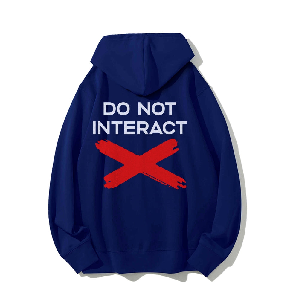 Do Not Interact Printed Back Unisex Cotton Hoodie