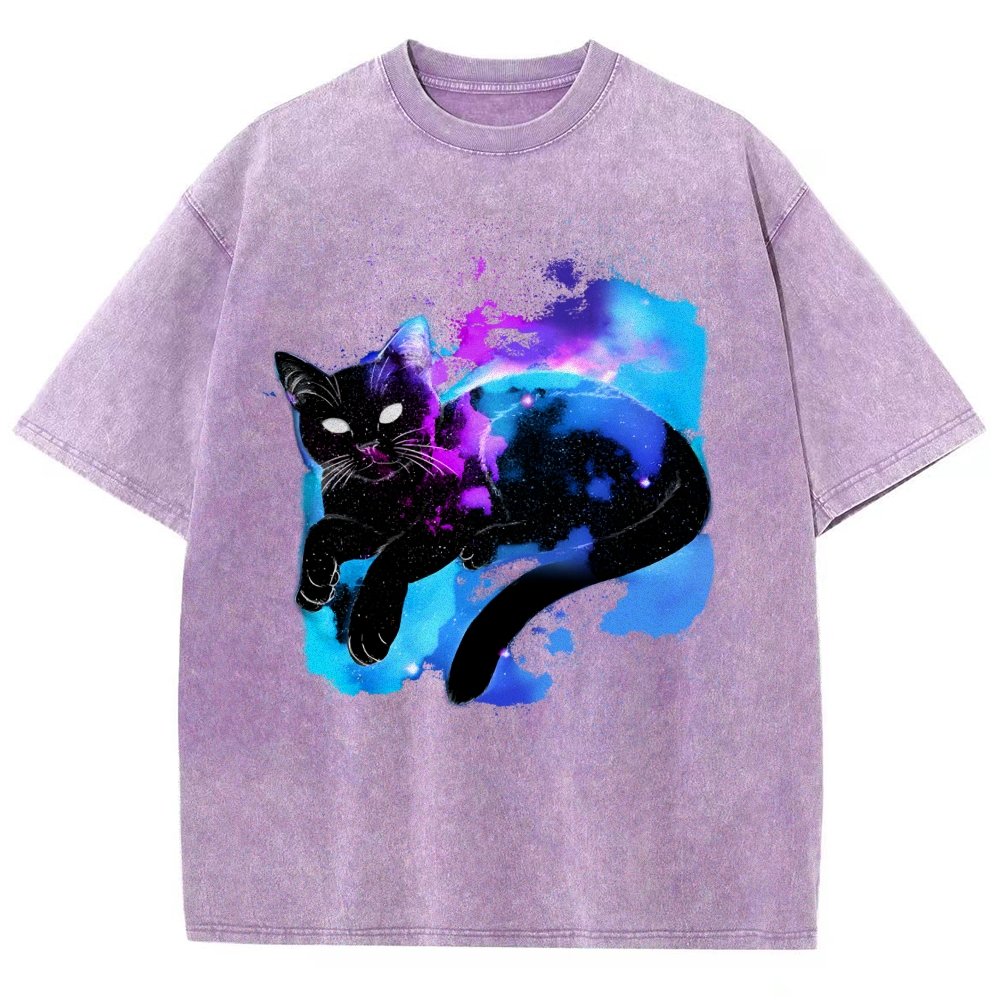 Space Cat Vintage Distressed T-shirt