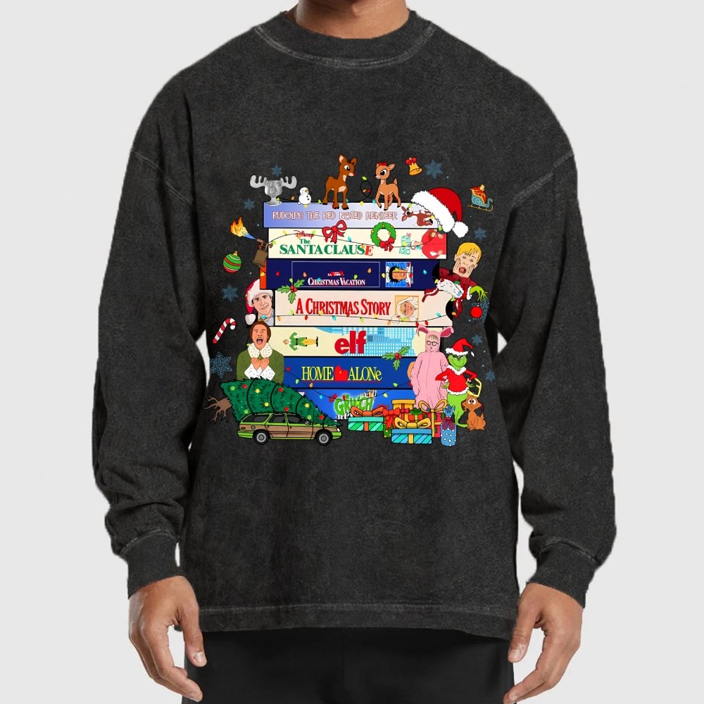 90s Style Christmas Washed Long Sleeve Tee