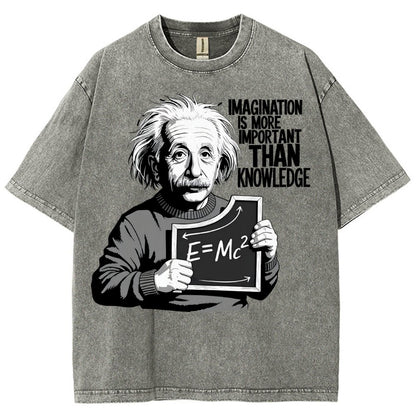Imagination is more important than knowledge Vintage Distressed T-shirt
