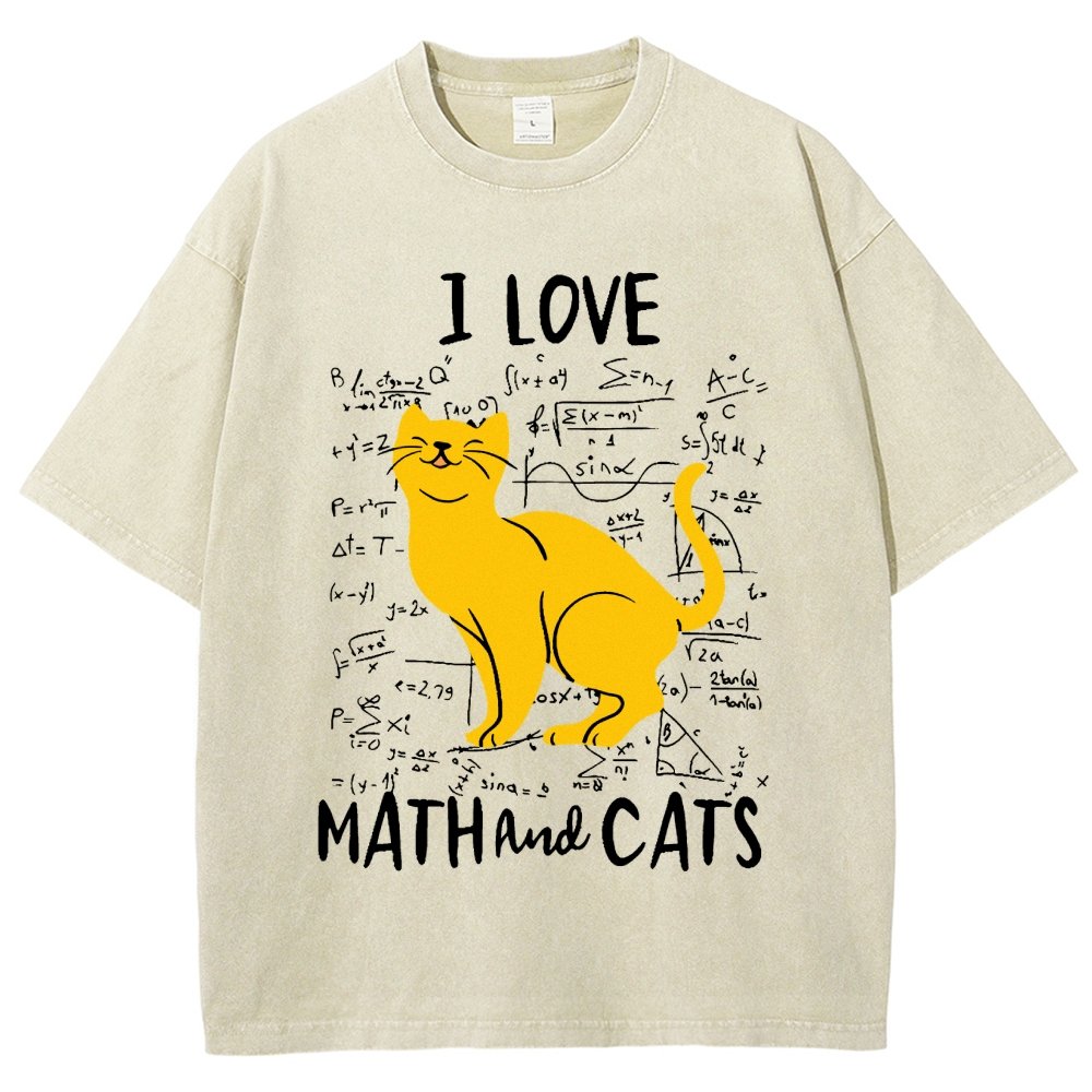 I Love Math And Cats Vintage Distressed T-shirt