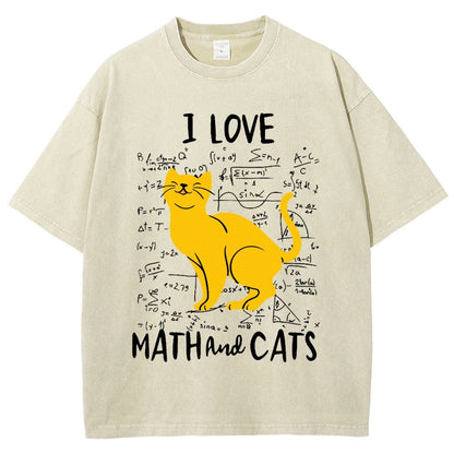 I Love Math And Cats Vintage Distressed T-shirt