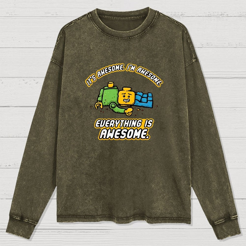 Everything Is Awesome Washed Long Sleeve Tee