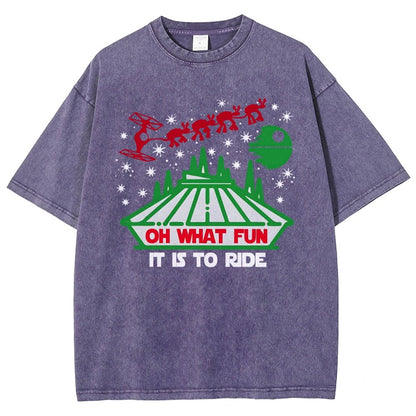 Oh！What Fun It Is To Ride Christmas Vintage Distressed T-shirt