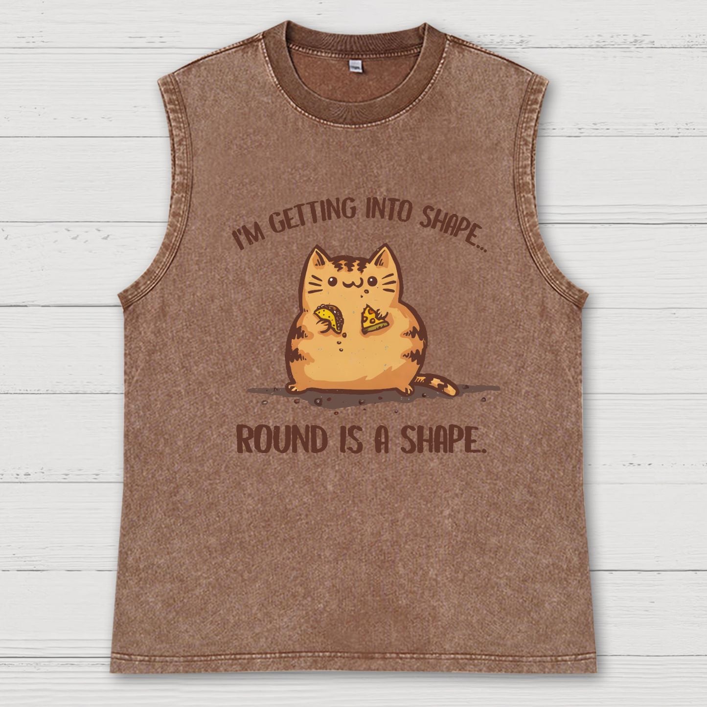 Round is a Shape Vintage Distressed Washed Tank