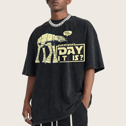 Pew Pew！Guess What Day It Is？ Vintage Distressed T-shirt