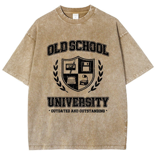 Old School University Vintage Distressed T-shirt