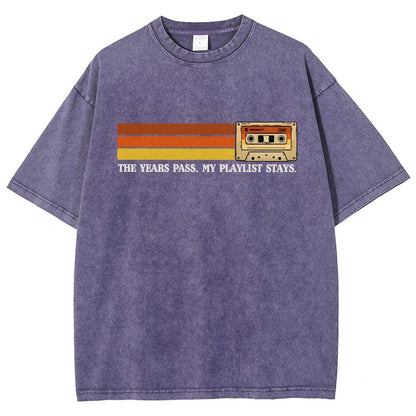 The Years Pass My Playlist Stays Vintage Distressed T-shirt