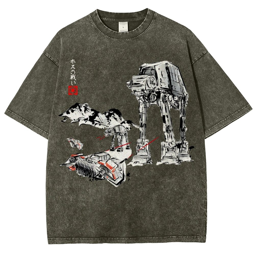 Battle In The Snow Sumi-E Vintage Distressed T-shirt