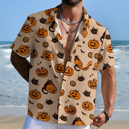 Pumpkin Black Cat Halloween Geeky Shirt