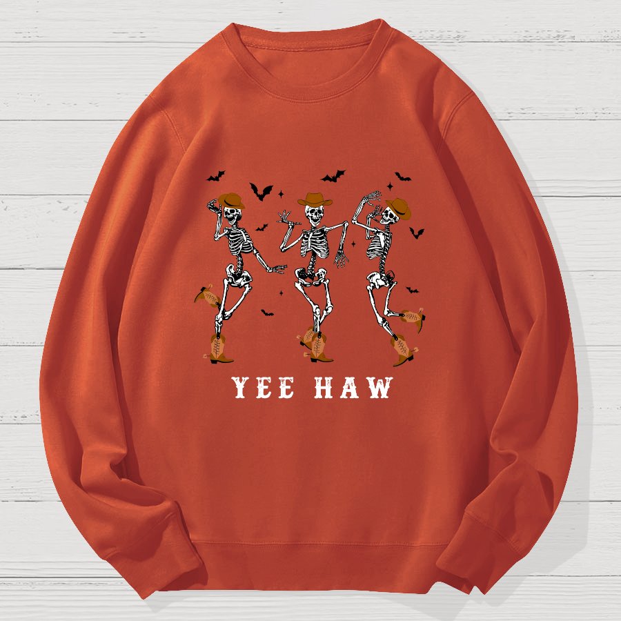 Dancing Skeleton Pumpkin Halloween Geek Cotton Sweatshirt