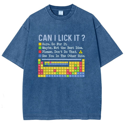 Can I Lick It Question Mark Periodic Table Of Elements Science Vintage Distressed T-shirt