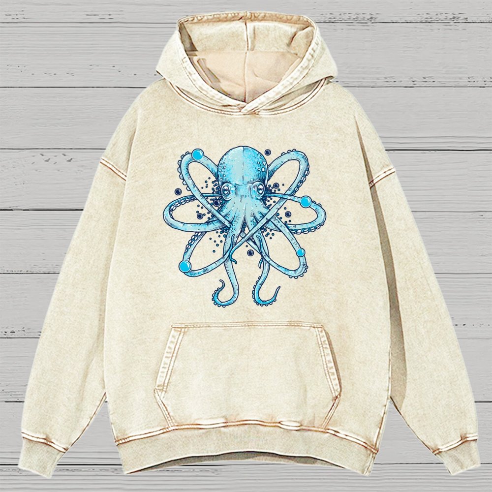 Atomic Octopus Vintage Distressed Hoodie