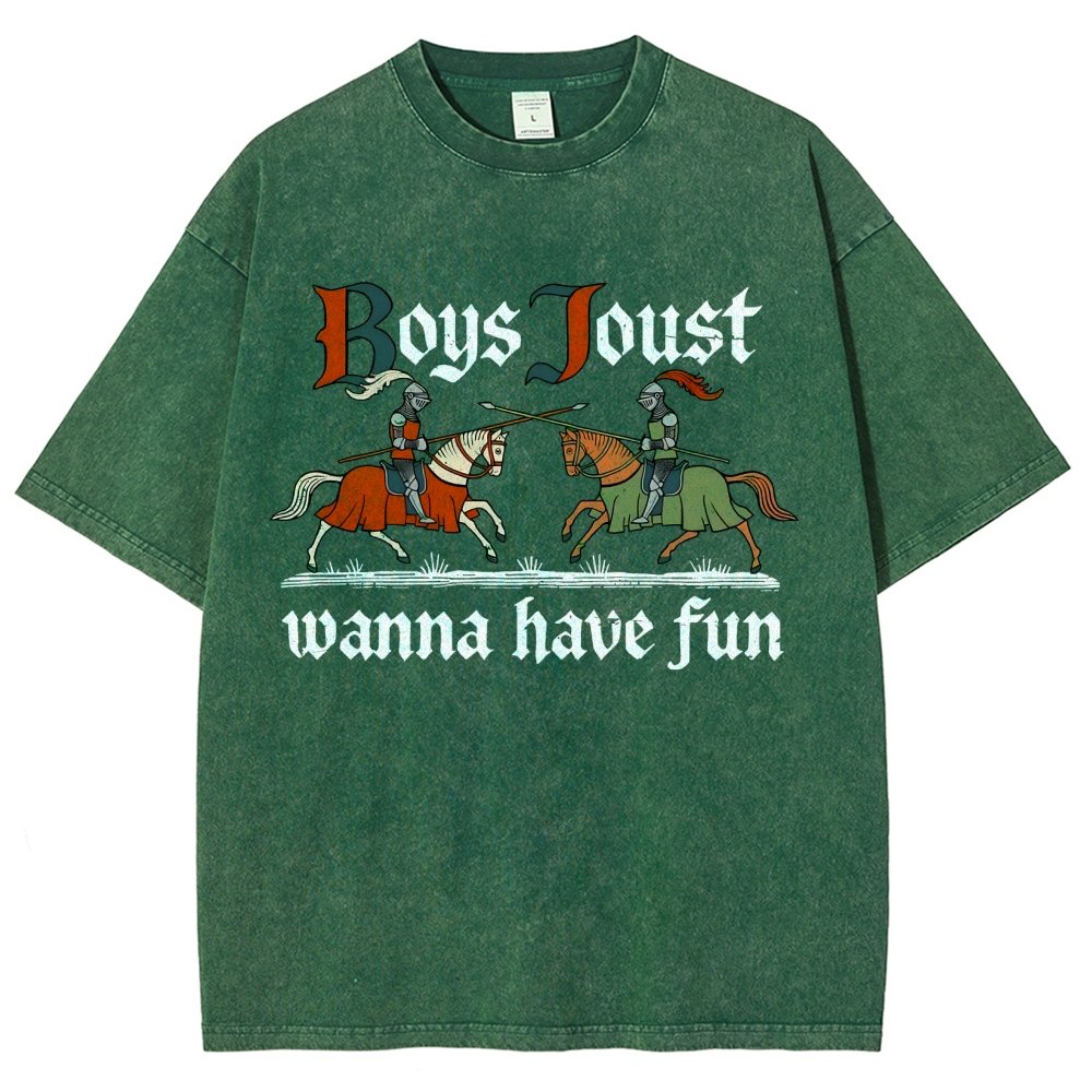 Boys Joust Wanna Have Fun Vintage Distressed T-shirt
