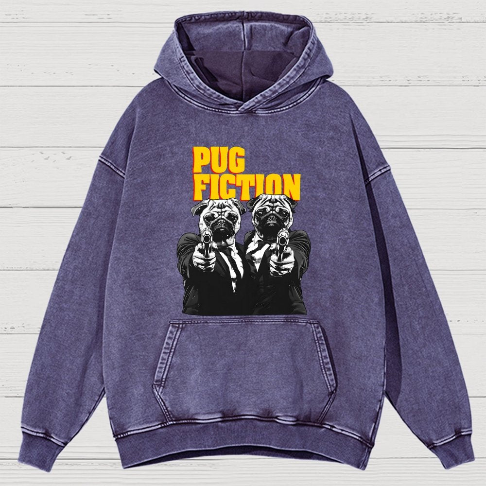 Pug Fiction Vintage Distressed Hoodie
