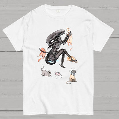 Funny Alien And Cat Geek T-Shirt