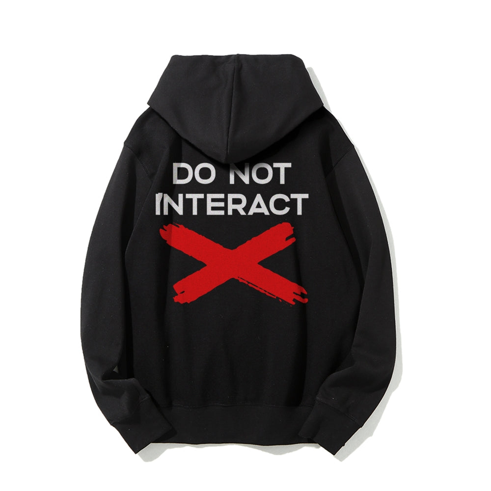 Do Not Interact Printed Back Unisex Cotton Hoodie