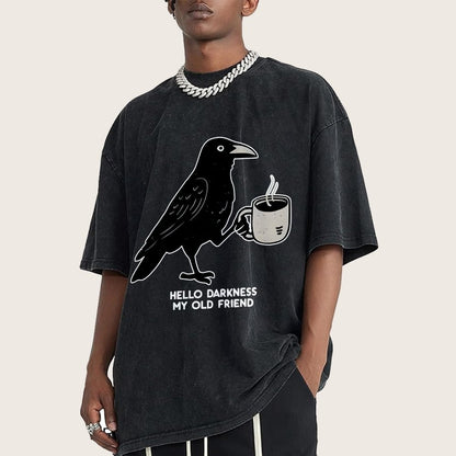 Raven Crow Coffee Vintage Distressed T-shirt