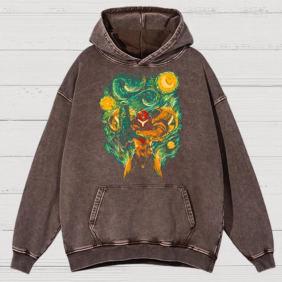 Cosmic Hunter Vintage Distressed Hoodie