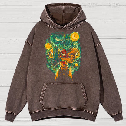 Cosmic Hunter Vintage Distressed Hoodie