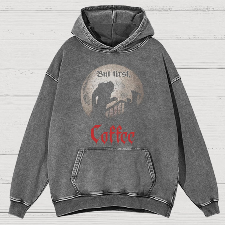 But First, Coffee Vintage Distressed Hoodie