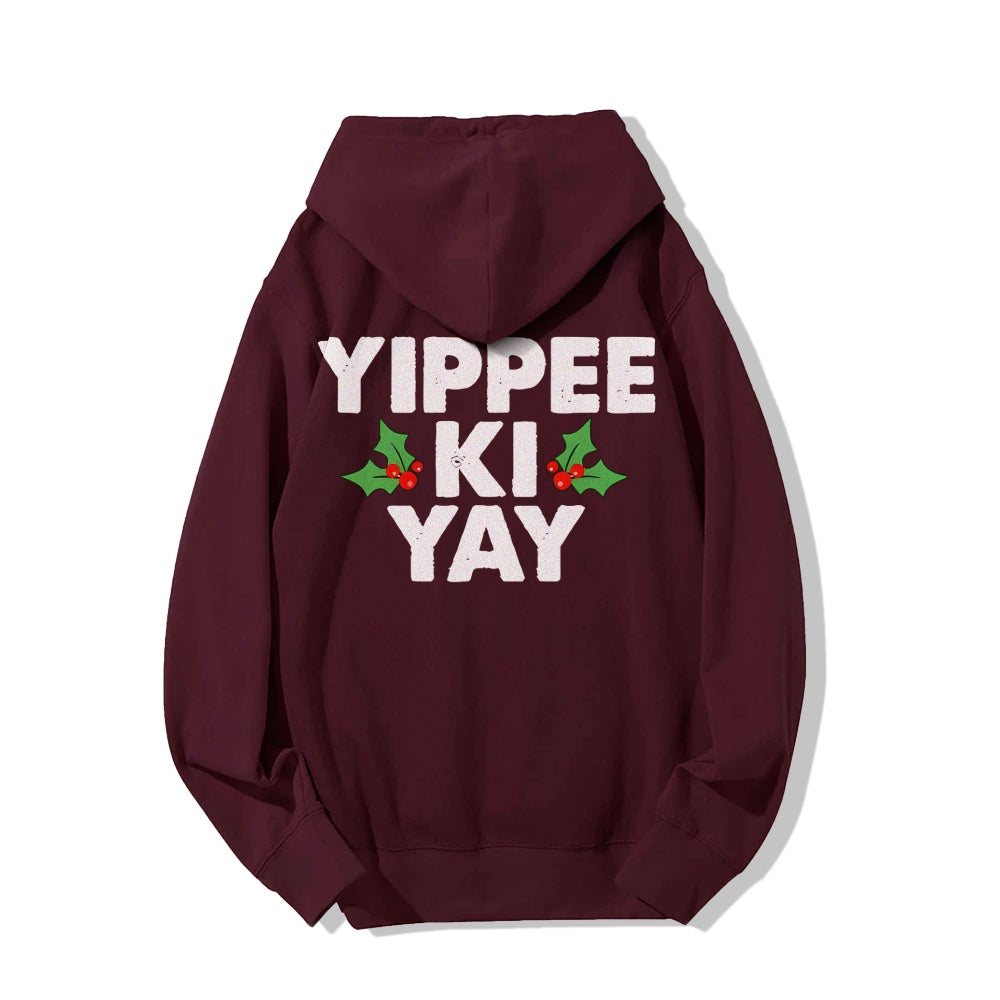 Yippee-Ki-Yay Printed Back Unisex Cotton Hoodie