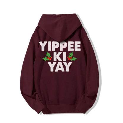 Yippee-Ki-Yay Printed Back Unisex Cotton Hoodie