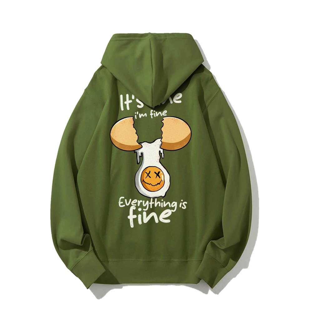 Everything is fine Printed Back Unisex Cotton Hoodie