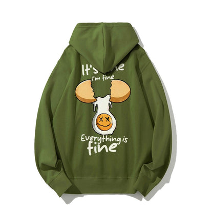 Everything is fine Printed Back Unisex Cotton Hoodie