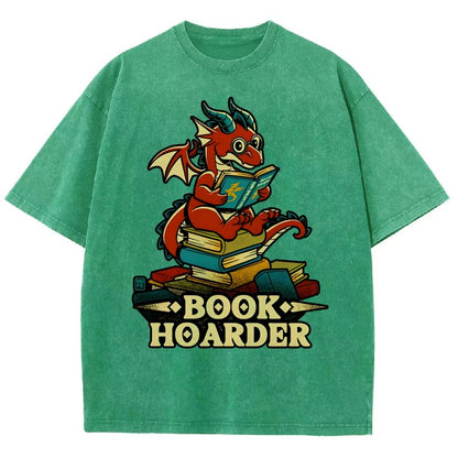Book Hoarder Dragon Vintage Distressed T-shirt
