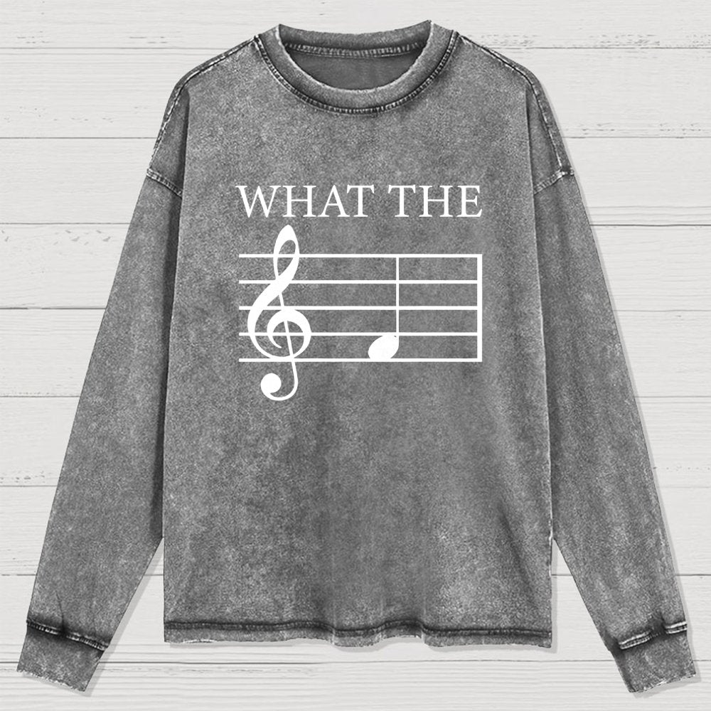 What The F Musical Note Washed Long Sleeve Tee