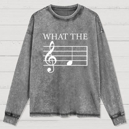 What The F Musical Note Washed Long Sleeve Tee