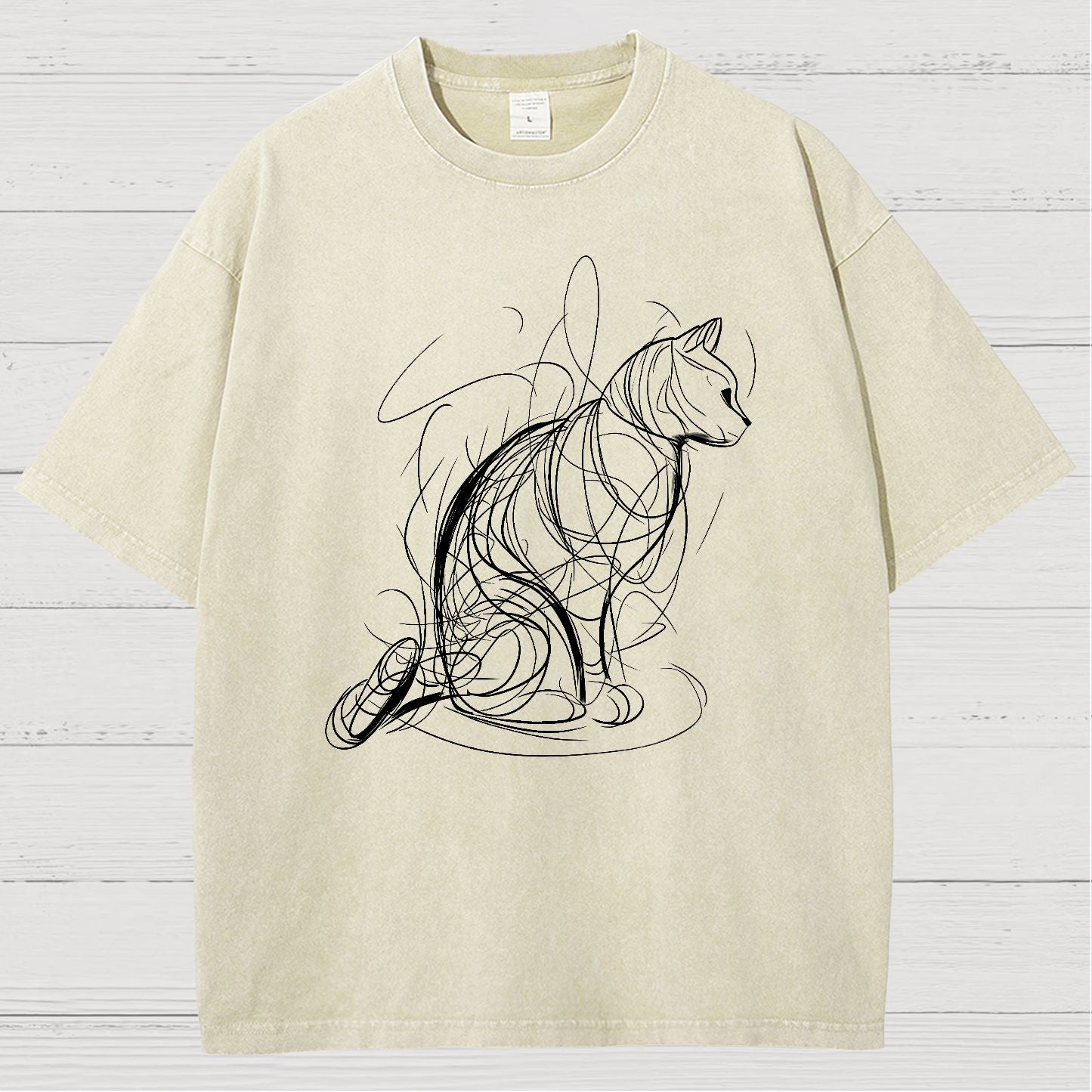 Cat lines Vintage Distressed T-shirt