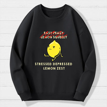 Stressed Depressed Lemon Zest Geek Cotton Sweatshirt