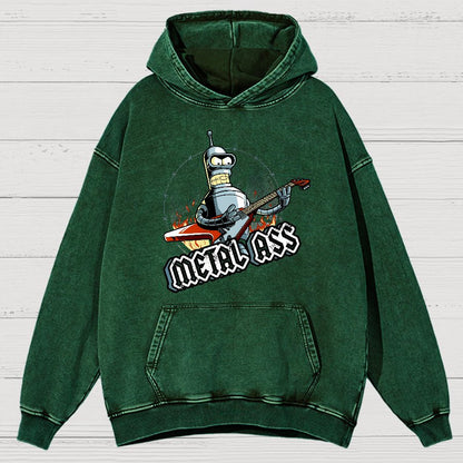 Robot Metal Rock Vintage Distressed Hoodie