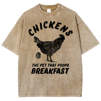 Chickens Poop Breakfast Vintage Distressed T-shirt