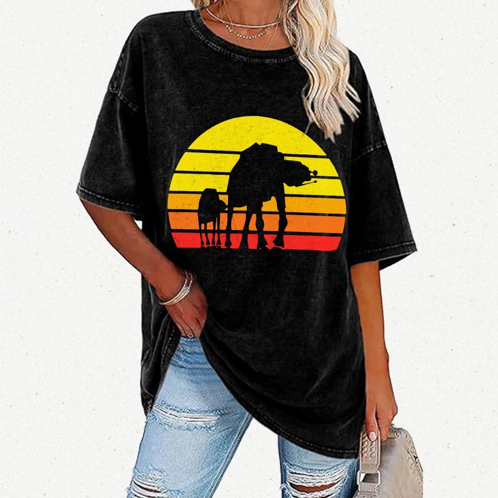 Sunset Stroll Mechanical Marvels Vintage Distressed T-shirt