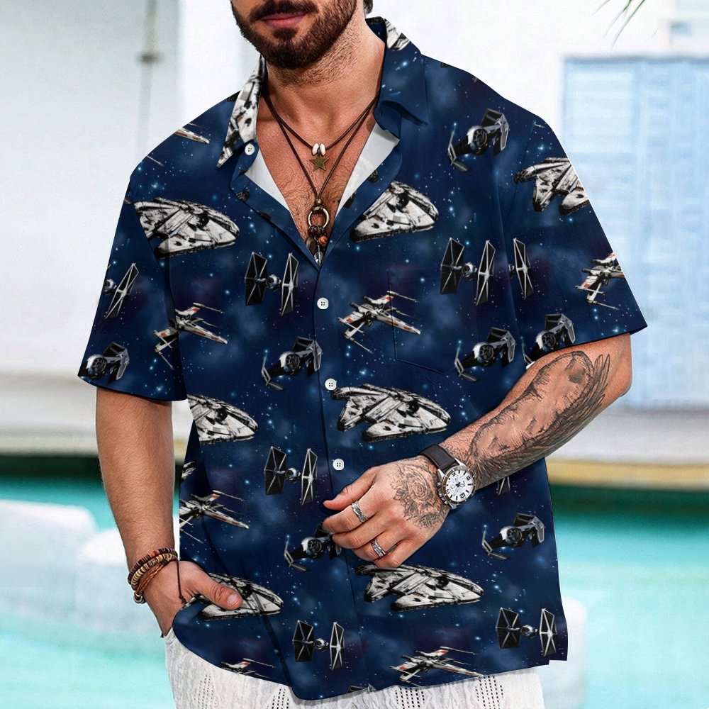 Space WarBlue Ships Geek Hawaiian Shirt