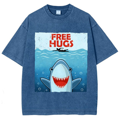 Free Shark Hugs Vintage Distressed T-shirt