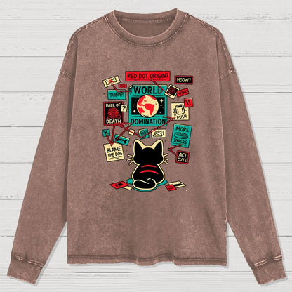 Cat Master Plan Washed Long Sleeve Tee