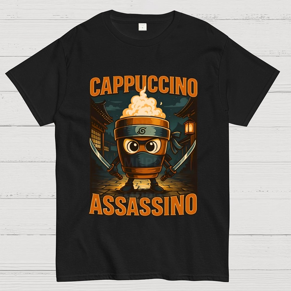 Italian Brainrot Cappuccino Assassino Beverage Coffee Lovers Unisex Geek T-Shirt