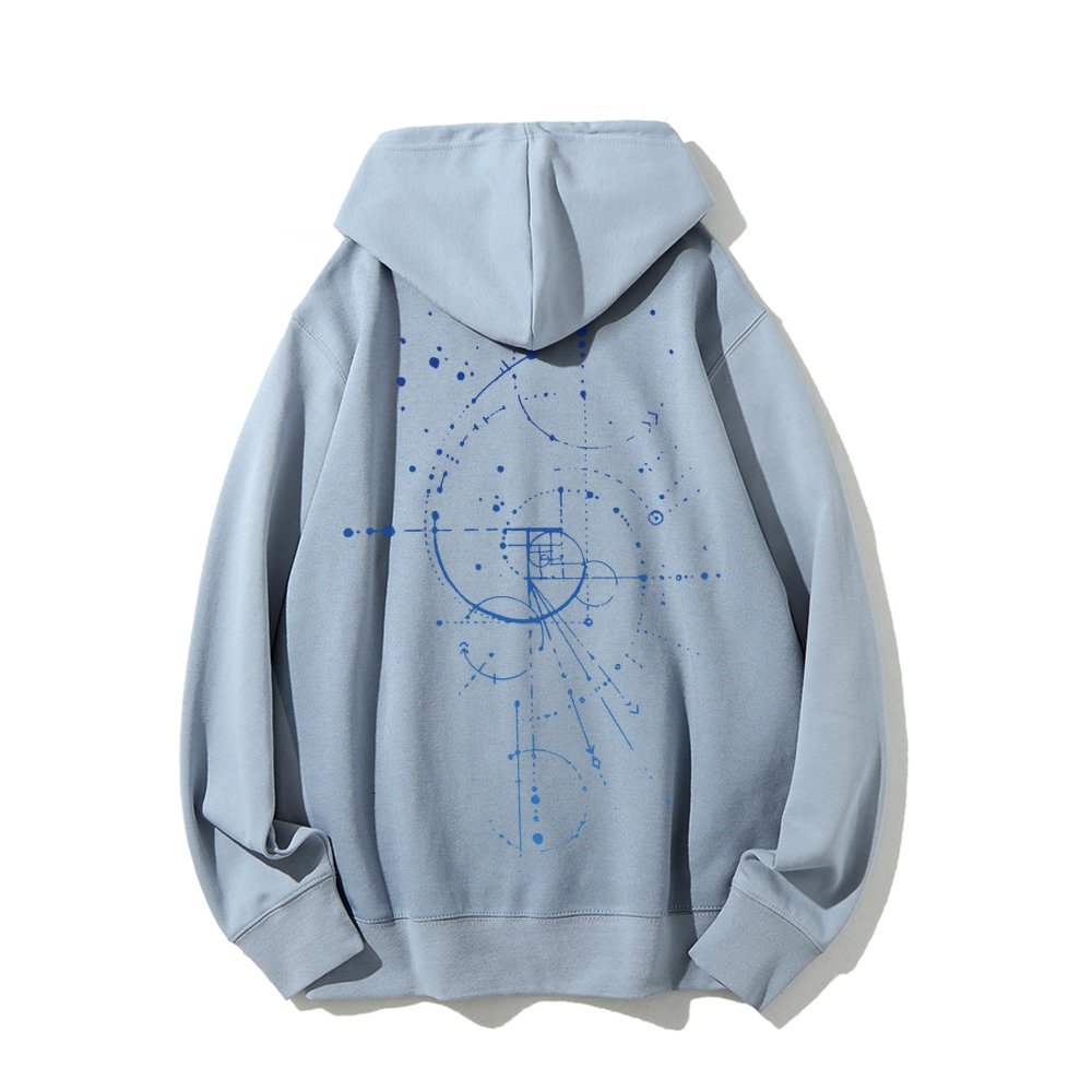 Distressed Fibonacci Printed Back Cotton Hoodie