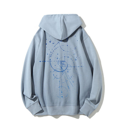 Distressed Fibonacci Printed Back Cotton Hoodie