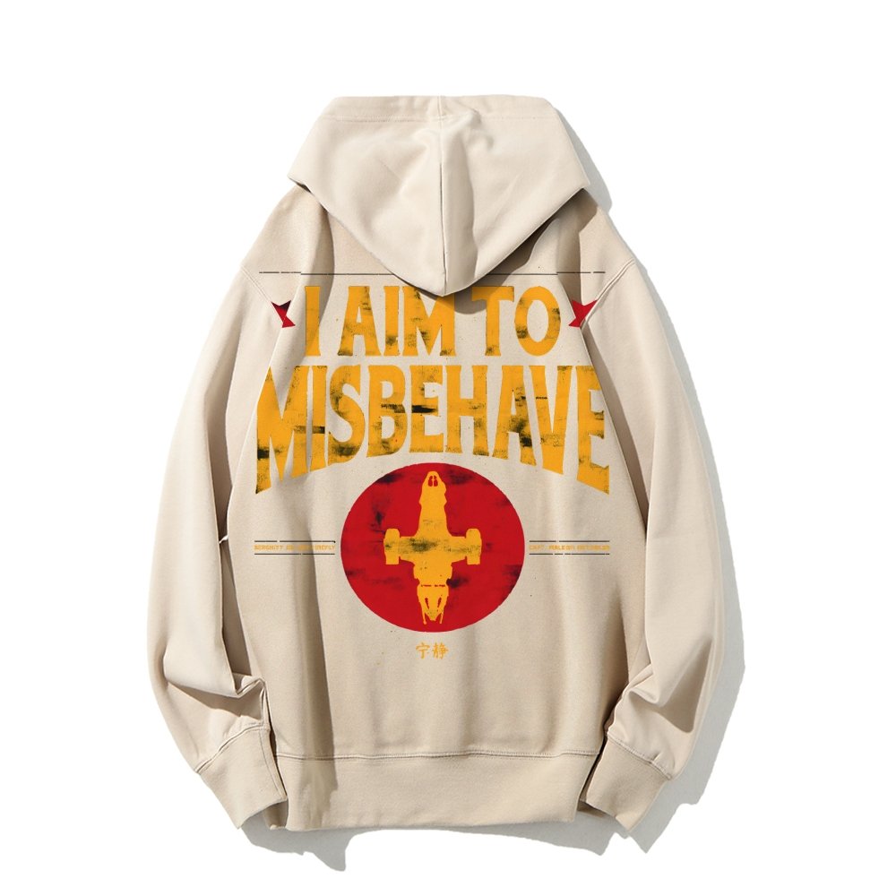 I Aim To Misbehave Geeky Printed Back Cotton Hoodie