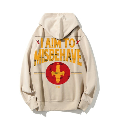 I Aim To Misbehave Geeky Printed Back Cotton Hoodie
