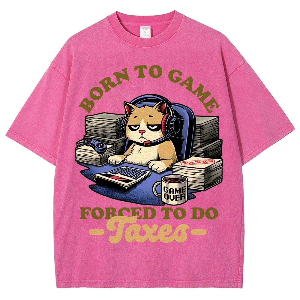 Cat Gamer Taxes Vintage Distressed T-shirt