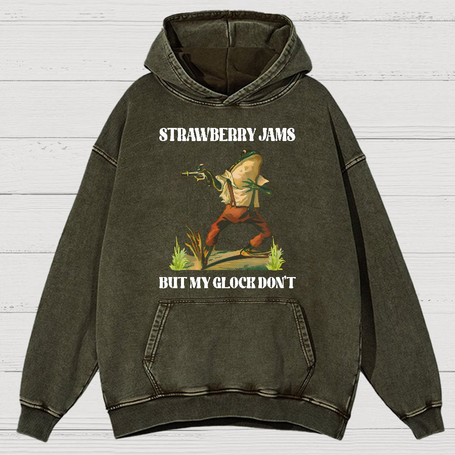 Strawberry Jams But My Glock Don't Vintage Distressed Hoodie
