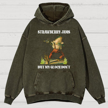 Strawberry Jams But My Glock Don't Vintage Distressed Hoodie